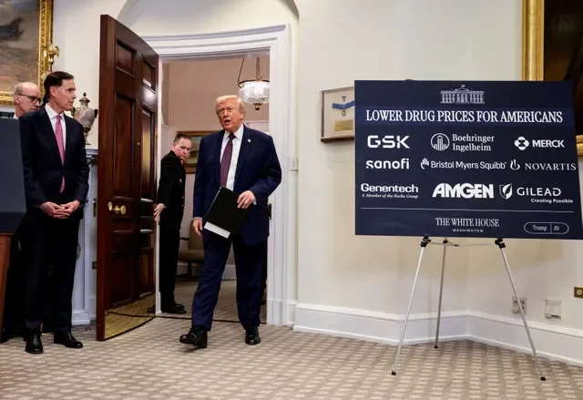 U.S. President Donald Trump at the White House for an announcement regarding the reduction of prescription drug costs on December 19, 2025. REUTERS/Evelyn Hockstein/File Photo