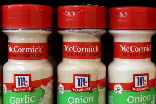 A variety of McCormick & Company spice containers arranged on a retail shelf in New York City. REUTERS/Andrew Kelly/File Photo