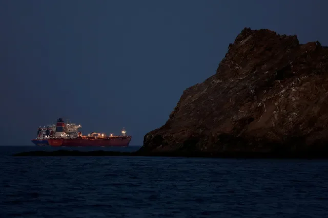 The Callisto tanker anchored in the Strait of Hormuz during the conflict, Muscat, Oman, March 10, 2026. REUTERS/Benoit Tessier/File Photo