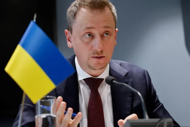 Economy Minister Oleksii Sobolev is seen attending a business forum held in Berlin during December 2025. REUTERS/Axel Schmidt/File Photo