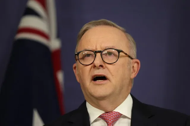 Australian Prime Minister Anthony Albanese addresses the media at a Sydney press conference in September 2025. REUTERS/Hollie Adams/ File Photo