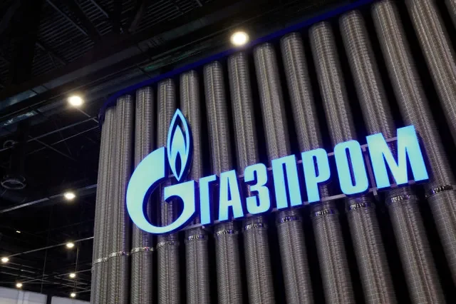 The Gazprom logo is displayed during the Saint Petersburg international gas forum in Russia. REUTERS/Anton Vaganov/File Photo/File Photo