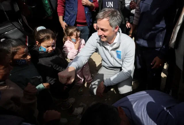 UNDP Administrator Alexander De Croo tours a displacement camp in Gaza City to assess the humanitarian impact of the ongoing conflict. REUTERS/Dawoud Abu Alkas