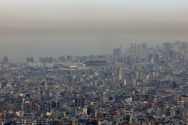 Tempo nublado e empoeirado nos subúrbios ao sul de Beirute, Líbano, em 15 de abril de 2026. REUTERS/Raghed Waked