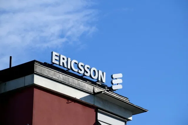 The Ericsson logo is displayed on the company's headquarters building in Stockholm. TT News Agency/Mikaela Landestrom via REUTERS