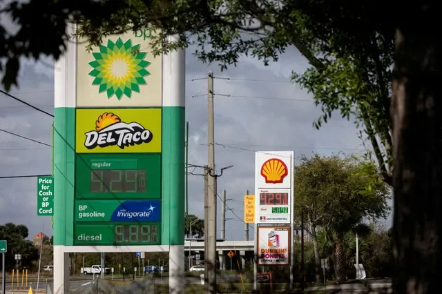 A Titusville, Florida gas station displays rising fuel prices on March 31, 2026, amid the ongoing conflict with Iran. REUTERS/Marco Bello/File Photo