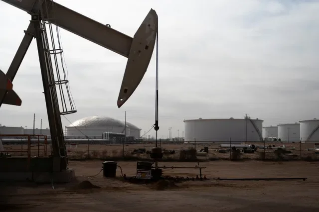 An oil pump jack in operation at a crude oil site within the Permian Basin near Midland, Texas, on February 18, 2025. Photo by REUTERS/Eli Hartman