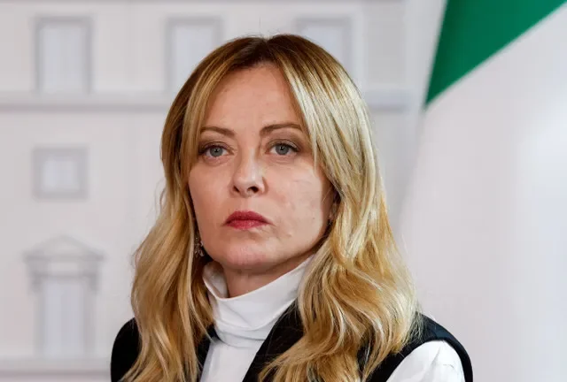 رئيسة الوزراء الإيطالية جورجيا ميلوني خلال تصريح مشترك في قصر تشيجي بروما، أبريل 2026. تصوير ريمو كاسيلي/رويترز