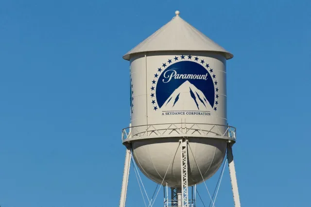The iconic Paramount water tower stands at the studio lot in Hollywood, California, during early 2026. REUTERS/Mike Blake/File Photo