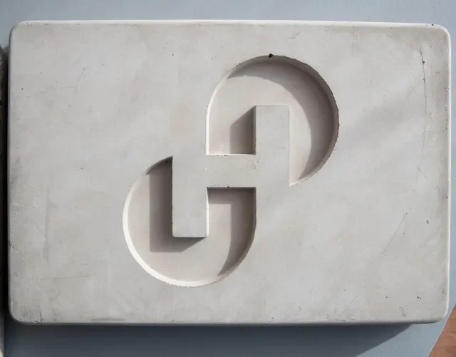 The updated branding for the Swiss cement manufacturer Holcim is displayed on a concrete block at a company event in Basel. REUTERS/Arnd Wiegmann