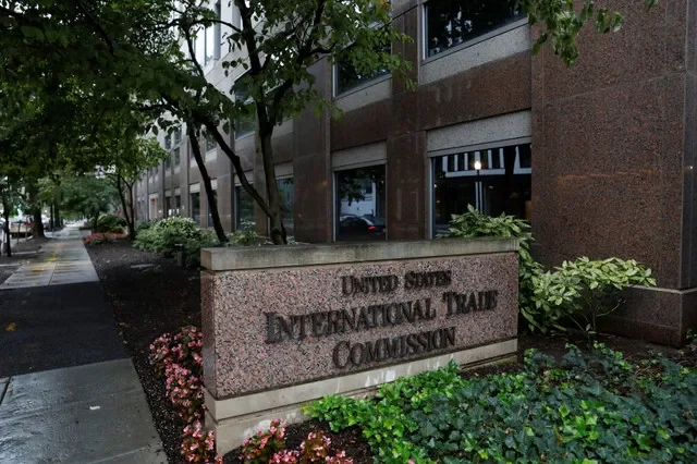 The exterior of the U.S. International Trade Commission building in Washington, D.C. as seen in August 2020. REUTERS/Andrew Kelly/File Photo