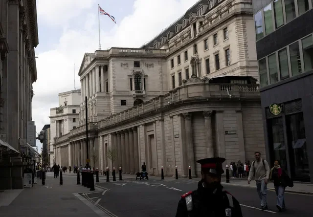 The Bank of England's headquarters situated in London, England, as seen in April 2025. REUTERS/Carlos Jasso