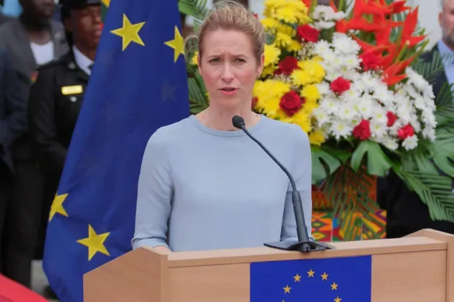 ガーナのアクラで開催されたEU・ガーナ安全保障・防衛パートナーシップの公式署名式で演説するカヤ・カラスEU外交安全保障担当上級代表(2026年3月24日) REUTERS/Francis Kokoroko