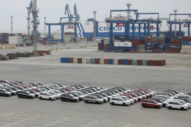 Chinese electric vehicles are parked at the Chancay megaport in Peru, representing the growing global footprint of Chinese automakers. REUTERS/Gerardo Marin/File Photo