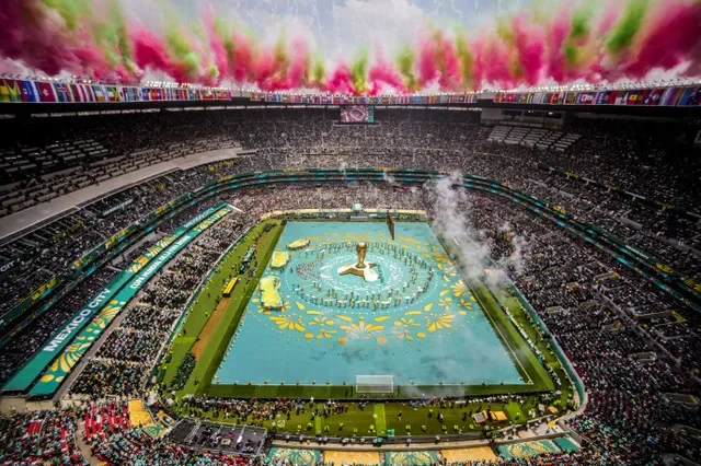 General view during the FIFA World Cup 2026 opening ceremony at Estadio Azteca in Mexico City. REUTERS/Kai Pfaffenbach