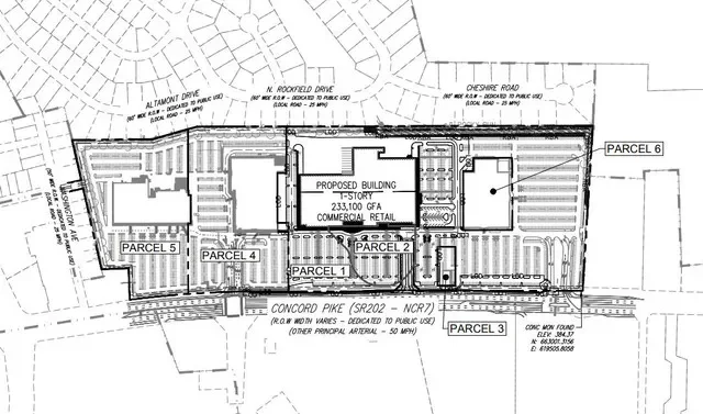 A redevelopment application has been filed in New Castle County to demolish Concord Mall and for a 233,100-square-foot general retail building to be constructed in the mall's place.