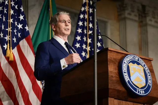 U.S. Treasury Secretary Scott Bessent speaks during a press conference to outline further sanctions against Iran, at the Treasury Department in Washington, D.C., U.S., August 24, 2026. REUTERS/Evelyn Hockstein