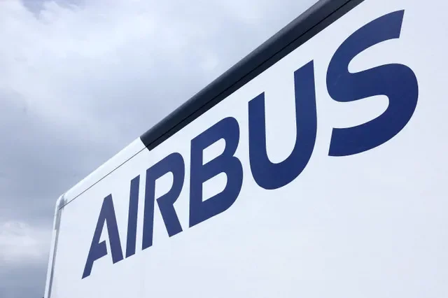 FILE PHOTO: The logo of Airbus at the Eurosatory international land and air defence and security trade fair in Villepinte near Paris, France, June 15, 2026. REUTERS/Alice Sacco/File Photo