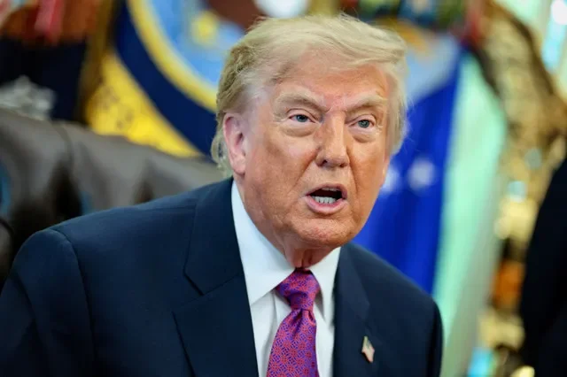 U.S. President Donald Trump speaks during an event after signing an executive order renaming Lake Ontario as Lake America in the Oval Office at the White House in Washington, D.C., U.S., August 27, 2026. REUTERS/Evan Vucci