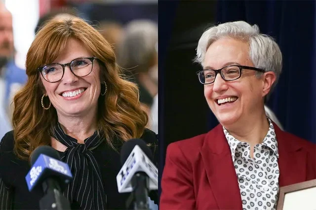 Sen. Christine Drazan, R-Canby, is running against Gov. Tina Kotek, right, to be Oregon's next governor.