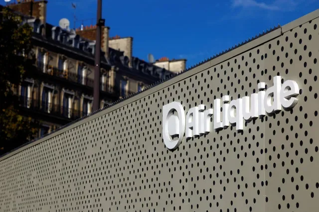 The logo of Air Liquide is seen at a hydrogen station in Paris, France, October 24, 2024. REUTERS/Sarah Meyssonnier