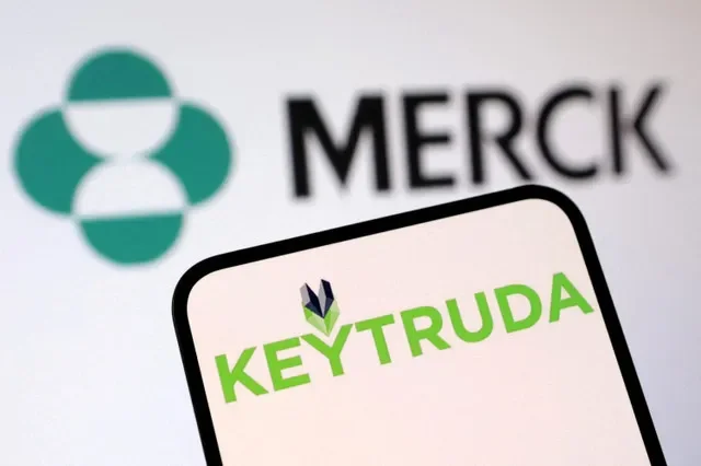 FILE PHOTO: Merck and Keytruda logos are seen in this illustration taken March 26, 2025. REUTERS/Dado Ruvic/Illustration/File Photo