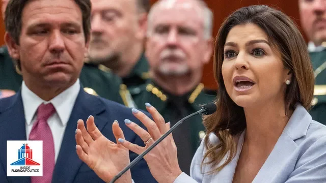 Casey DeSantis speaks during a press conference in the Cabinet Room on Tuesday, April 1, 2025.