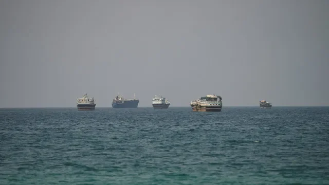 Vessels at the Strait of Hormuz, as seen from Musandam, Oman, September 6, 2026. REUTERS/Stringer