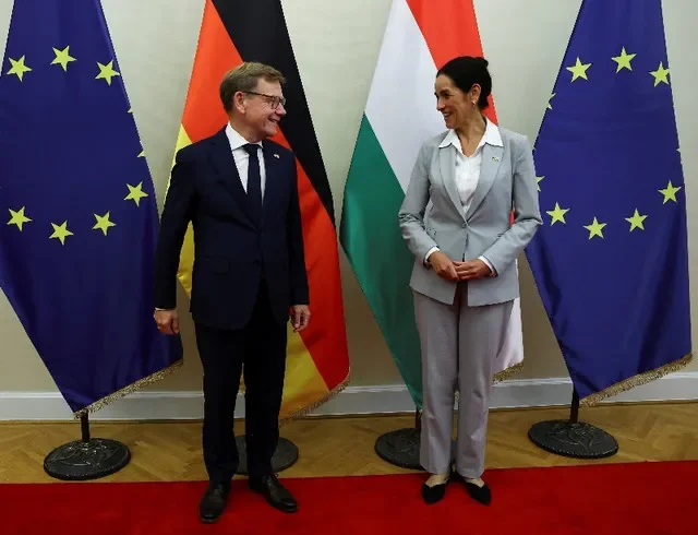 German Foreign Minister Johann Wadephul meets with Hungarian Foreign Minister Anita Orban in Budapest, Hungary, September 14, 2026. REUTERS/Bernadett Szabo