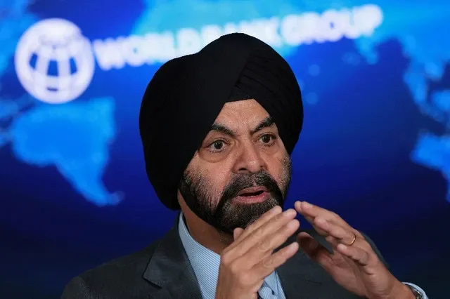 World Bank Group President Ajay Banga speaks during an interview with Reuters at the World Bank in Washington, D.C., U.S., April 10, 2026. REUTERS/Jonathan Ernst