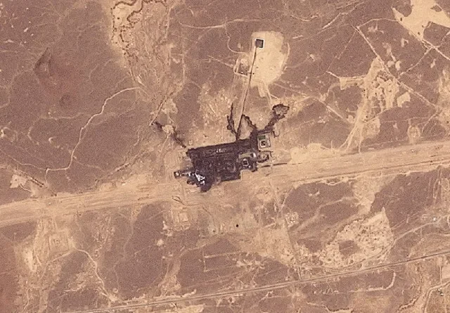 Satellite image shows damage to the East-West pipeline facility in the Hejaz Region, Saudi Arabia, on September 11, 2026. 2026 Planet Labs PBC/Handout via REUTERS/File Photo