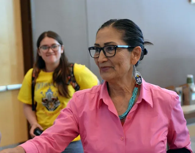 Gubernatorial candidate Deb Haaland attended the meeting in Sunland Park, New Mesxico to hear concerns and voice her opinions on the future of the area.