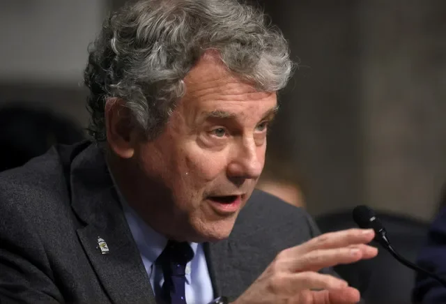 Chairman Sen. Sherrod Brown (D-OH) questions former Silicon Valley Bank CEO Gregory Becker, former Signature Bank Chairman Scott Shay, and former Signature Bank President Eric Howell during at a Senate Banking, Housing and Urban Affairs Committee hearing on "Examining the Failures of Silicon Valley Bank and Signature Bank" in the Dirksen Senate Office Building in Washington, U.S., May 16, 2023.
