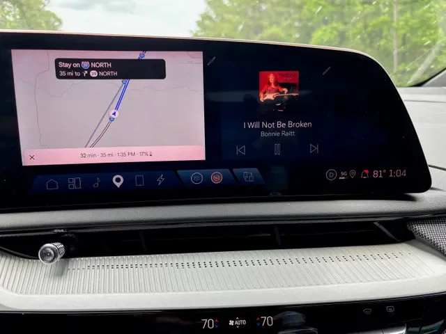 The Optiq's built-in havigation and Apple music worked simultaneously with GM's EV new infotainment system.