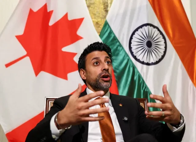 FILE PHOTO: Canadian Minister of International Trade Maninder Sidhu gestures as he speaks during an interview with Reuters at the residence of the Canadian High Commissioner in New Delhi, India, November 13, 2025. REUTERS/Anushree Fadnavis/File Photo