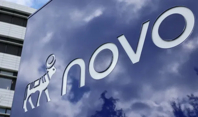 The logo of pharmaceutical company Novo is displayed in front of its offices in Bagsvaerd, Copenhagen, Denmark, September 21, 2026. REUTERS/Tom Little