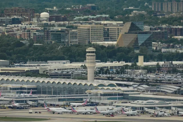 FILE PHOTO: A view of Ronald Reagan National Airport, DCA, from the top of the Washington Monument in Washington, D.C., U.S., May 2, 2026. REUTERS/Ken Cedeno/ File Photo