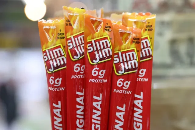 FILE PHOTO: Slim Jim products, owned by Conagra Brands, are seen for sale in a store in Manhattan, New York, U.S., November 15, 2021. REUTERS/Andrew Kelly/File Photo