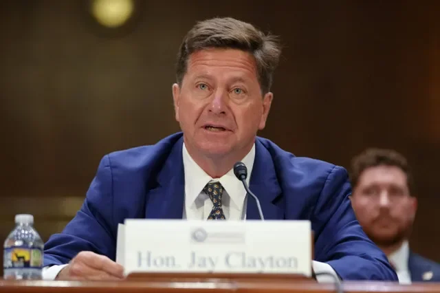 Jay Clayton, U.S. President Donald Trump's nominee to be Director of National Intelligence, testifies during a Senate Intelligence Committee confirmation hearing on Capitol Hill in Washington, D.C., U.S., July 15, 2026. REUTERS/Nathan Howard