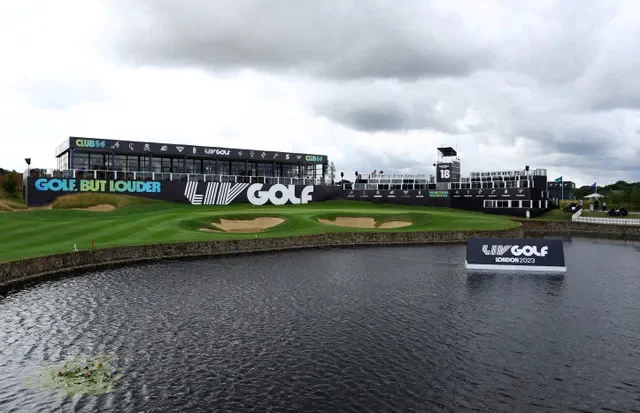 FILE PHOTO: Golf - LIV Golf Invitational - London - Centurion Golf Club, St Albans, Britain - July 5, 2023 General view of the 18th hole at the Centurion Golf Club Action Images via Reuters/Paul Childs/File Photo