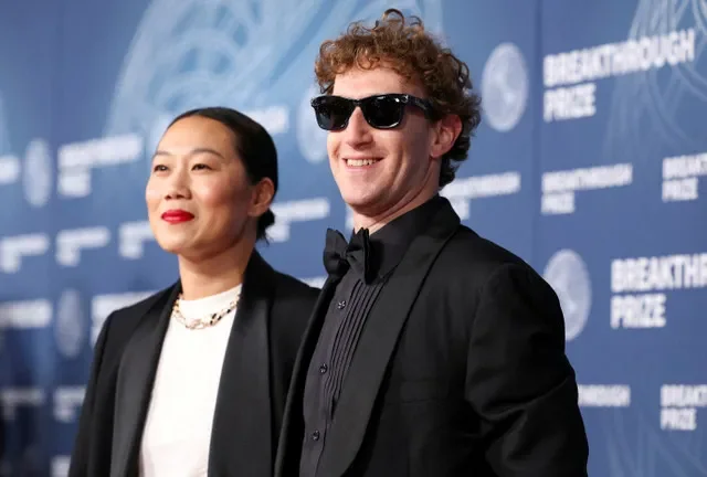 FILE PHOTO: Priscilla Chan and Mark Zuckerberg attend the 2025 Breakthrough Prize ceremony in Santa Monica, California, U.S., April 5, 2025.