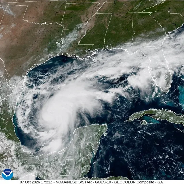 A satellite image of Tropical Storm Isaias, October 7, 2026, in this still image from a timelapse video. CSU/CIRA & NOAA/Handout via REUTERS
