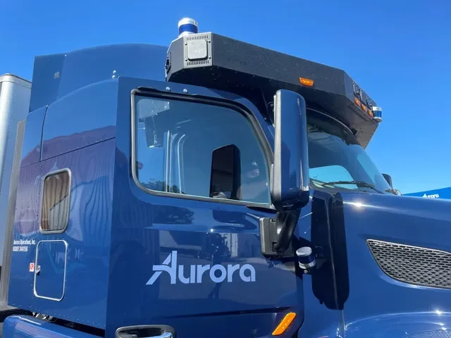 A Peterbilt 579 truck equipped with Aurora's self-driving system is seen at the company's terminal in Palmer, south of Dallas, Texas, U.S. September 23, 2021. Picture taken September 23, 2021. REUTERS/Tina Bellon