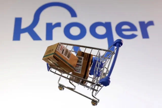 Kroger logo is seen in this illustration taken, February 11, 2025. REUTERS/Dado Ruvic/Illustration