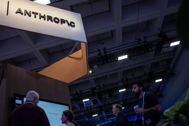 FILE PHOTO: People visit an Anthropic booth at Moscone Center during the Dreamforce 2026 technology summit in San Francisco, California, US, September 17, 2026. REUTERS/Carlos Barria/File Photo