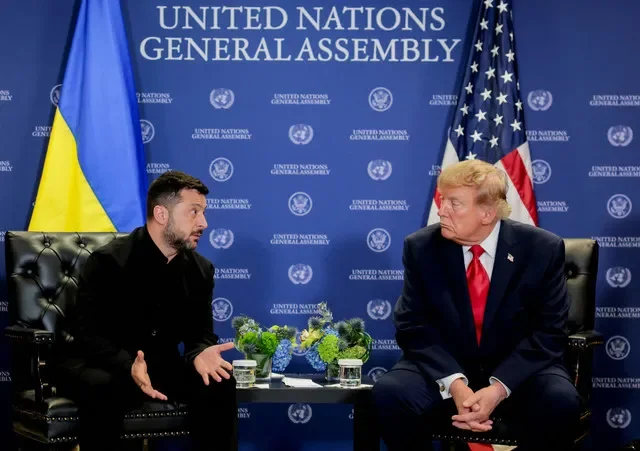 FILE PHOTO: US President Donald Trump meets with Ukraine's President Volodymyr Zelenskiy during the 81st United Nations General Assembly (UNGA) in New York City, US, September 22, 2026. REUTERS/Kylie Cooper/File Photo