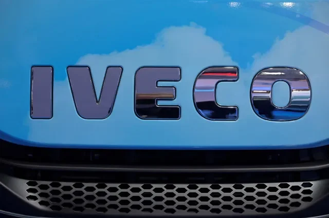 Logo of truck-maker Iveco is pictured at the IAA Transportation fair, in Hanover, Germany, September 19, 2022. REUTERS/Fabian Bimmer