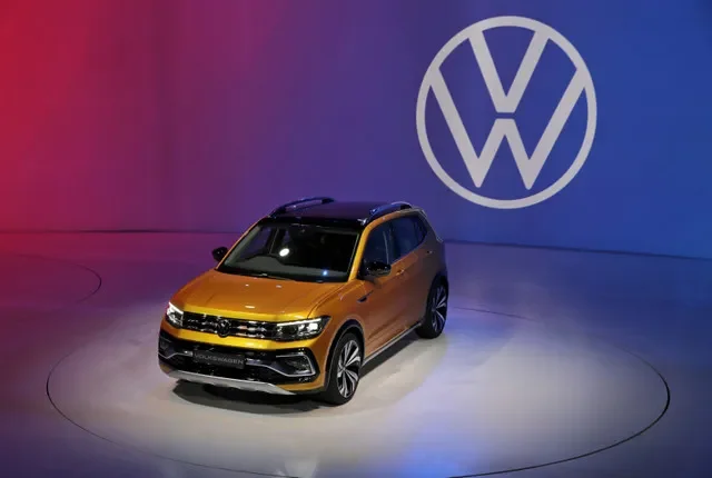 FILE PHOTO: Volkswagen Taigun compact SUV car is on display after it was unveiled at an event in New Delhi, India, February 3, 2020. REUTERS/Anushree Fadnavis/File Photo